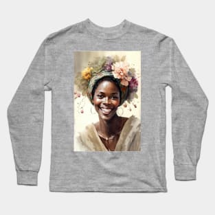 Watercolour print of a beautiful Black Queen Long Sleeve T-Shirt